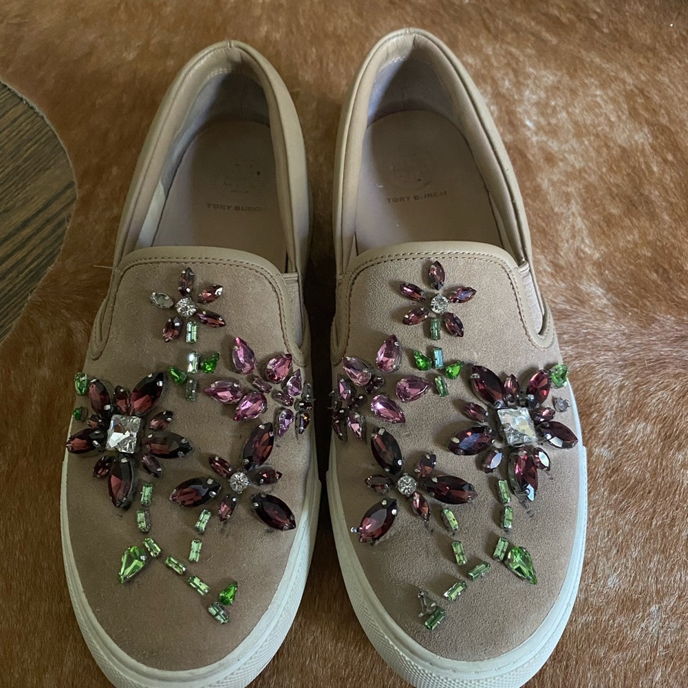 Tory Burch Meadow Embellished Slip On Sneaker